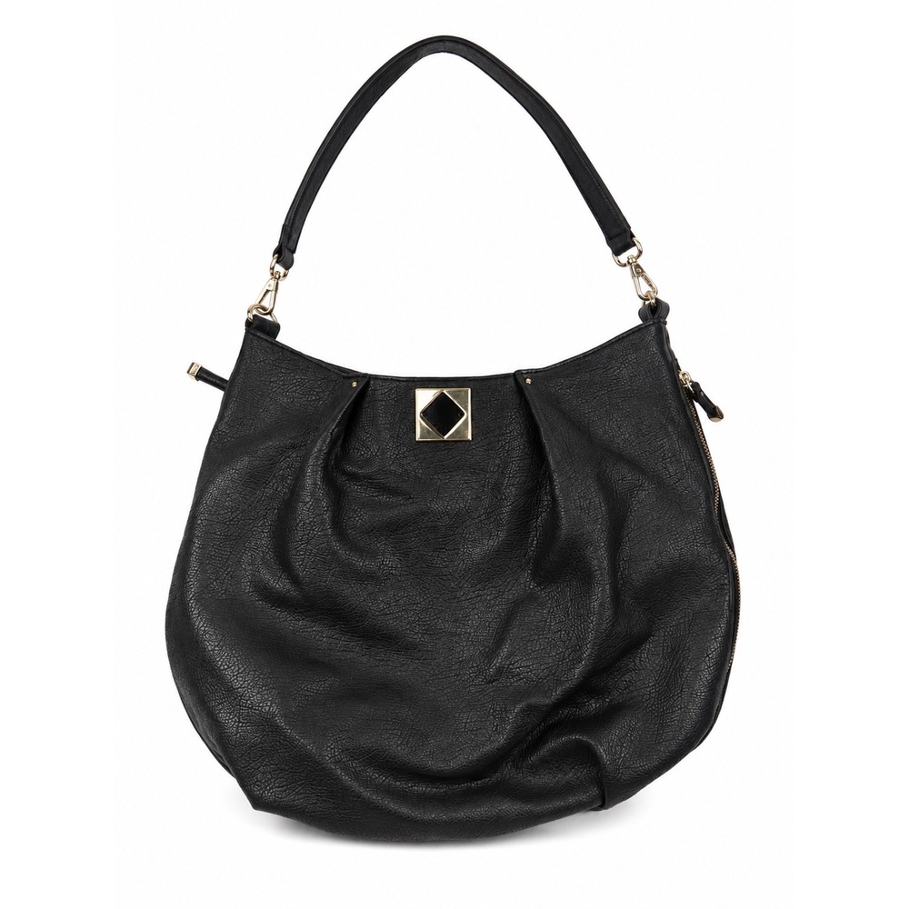 Big Buddha Vintage Y2K Black Pebbled Leather Slouchy Hobo Shoulder Bag Purse